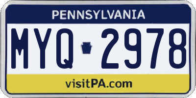 PA license plate MYQ2978