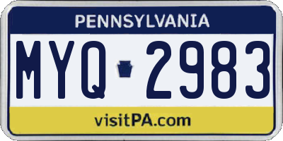 PA license plate MYQ2983