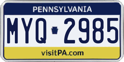 PA license plate MYQ2985