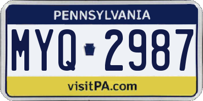 PA license plate MYQ2987