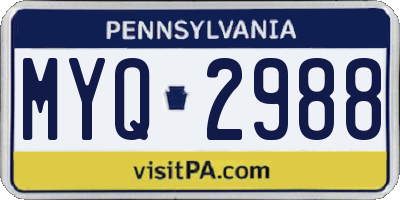 PA license plate MYQ2988