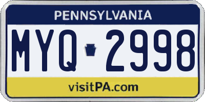 PA license plate MYQ2998