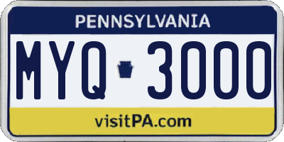 PA license plate MYQ3000