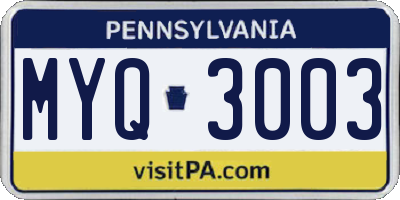 PA license plate MYQ3003