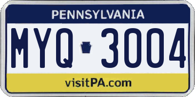 PA license plate MYQ3004