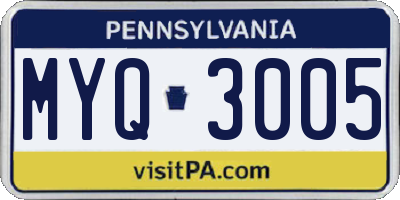 PA license plate MYQ3005