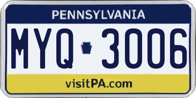 PA license plate MYQ3006