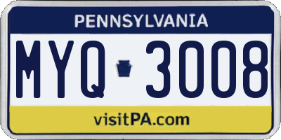 PA license plate MYQ3008