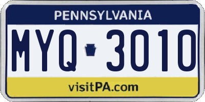 PA license plate MYQ3010