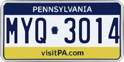 PA license plate MYQ3014