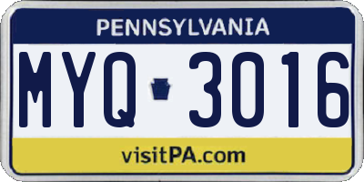 PA license plate MYQ3016