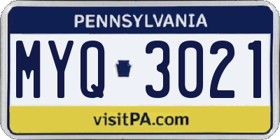 PA license plate MYQ3021