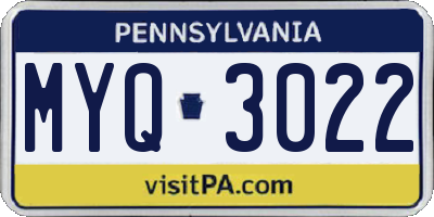 PA license plate MYQ3022