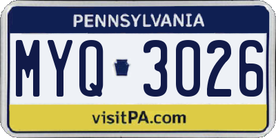 PA license plate MYQ3026