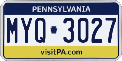 PA license plate MYQ3027