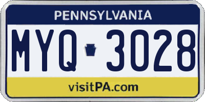 PA license plate MYQ3028