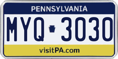 PA license plate MYQ3030