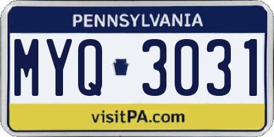 PA license plate MYQ3031
