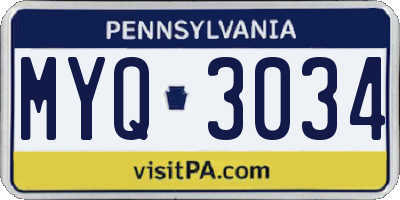 PA license plate MYQ3034