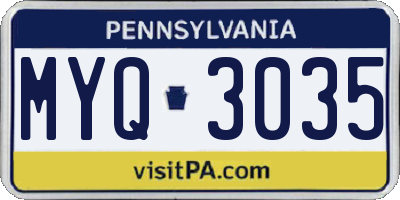 PA license plate MYQ3035