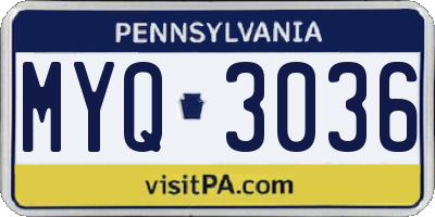 PA license plate MYQ3036