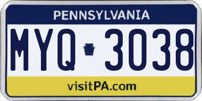 PA license plate MYQ3038