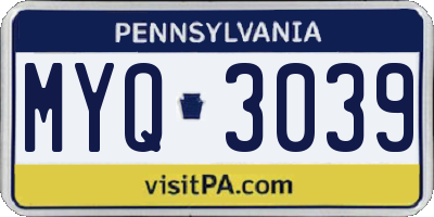PA license plate MYQ3039