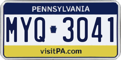 PA license plate MYQ3041