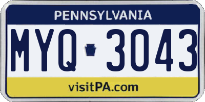 PA license plate MYQ3043
