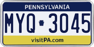 PA license plate MYQ3045