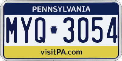 PA license plate MYQ3054