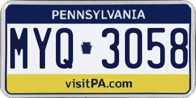 PA license plate MYQ3058