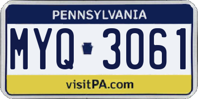 PA license plate MYQ3061