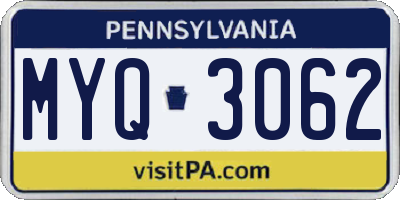 PA license plate MYQ3062