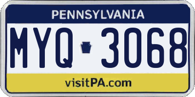 PA license plate MYQ3068