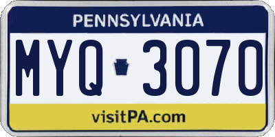 PA license plate MYQ3070