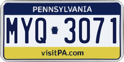 PA license plate MYQ3071