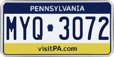 PA license plate MYQ3072
