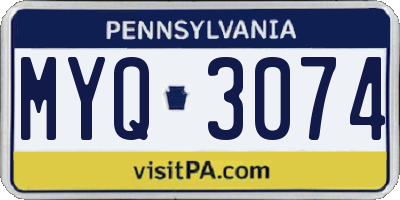 PA license plate MYQ3074