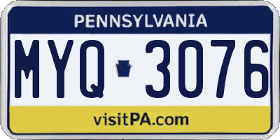 PA license plate MYQ3076