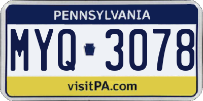 PA license plate MYQ3078