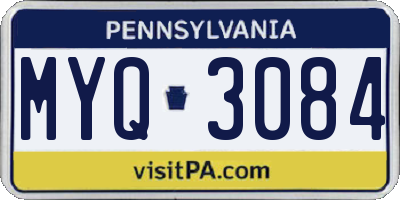 PA license plate MYQ3084