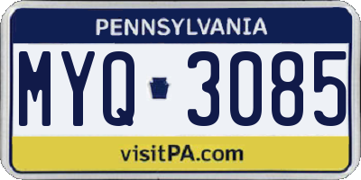 PA license plate MYQ3085