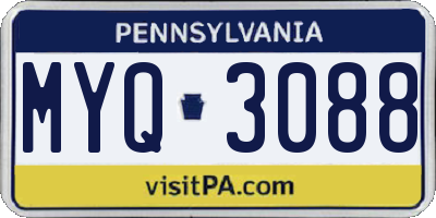 PA license plate MYQ3088