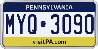PA license plate MYQ3090
