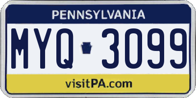 PA license plate MYQ3099