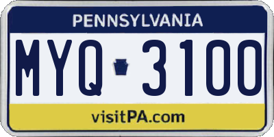PA license plate MYQ3100