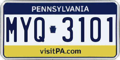 PA license plate MYQ3101