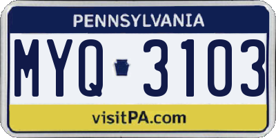 PA license plate MYQ3103