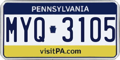PA license plate MYQ3105